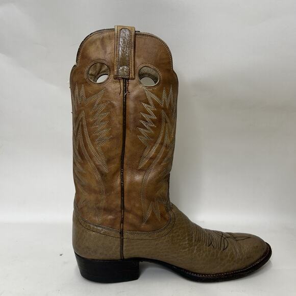 Vintage Dan Post Bullhide Cowboy Boots Two-Tone “Tan” main image 9